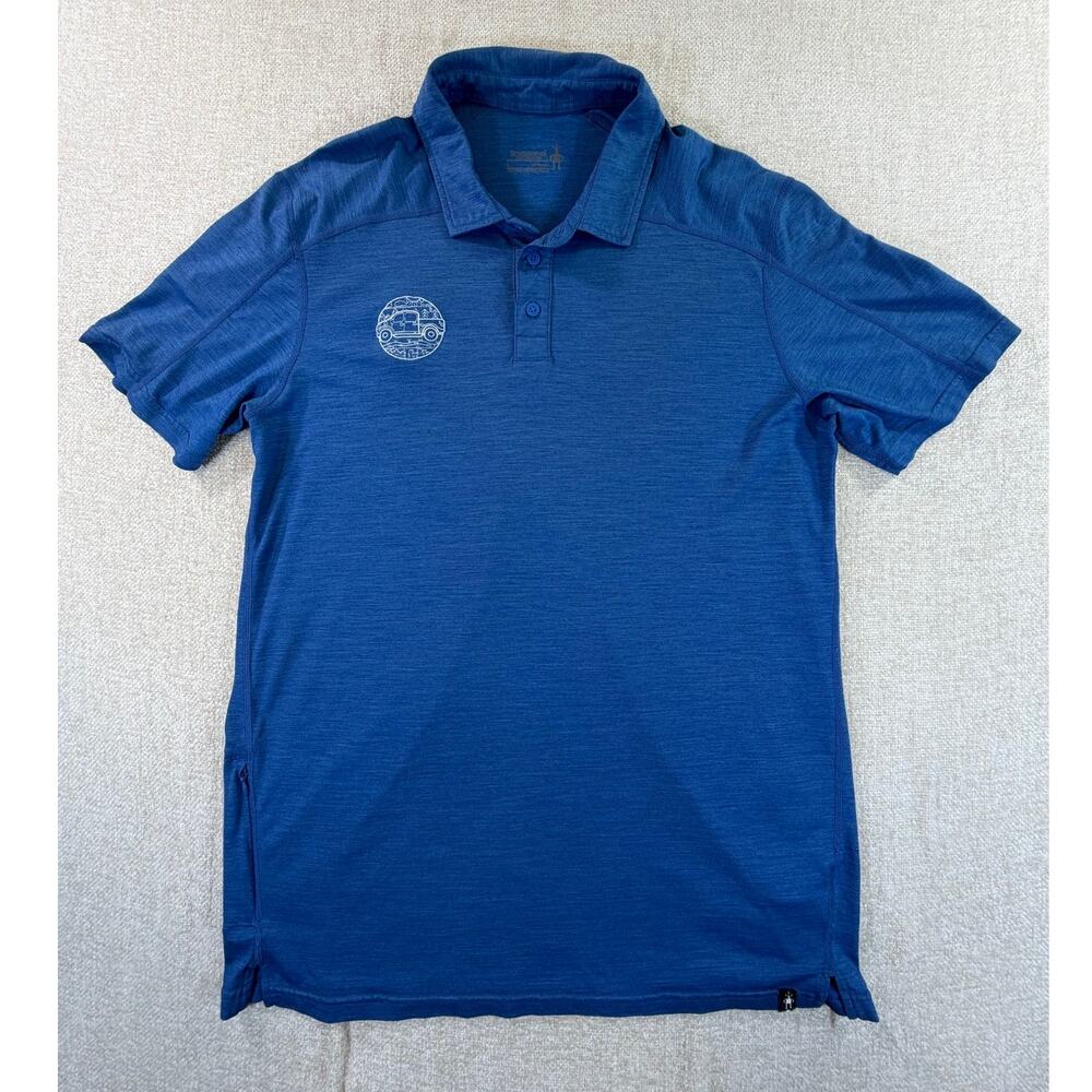 Smartwool Men's Large Blue Lightweight Merino Short Sleeve 3 Button Polo Shirt